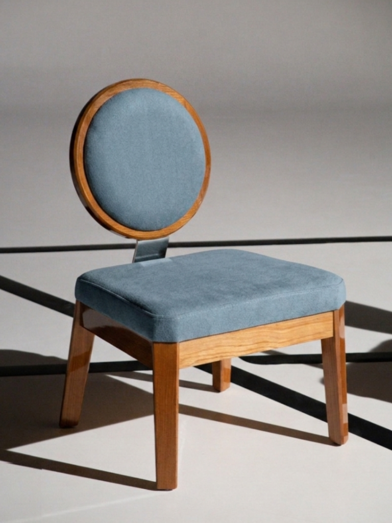 sedia penta in legno gloss e velluto azzurro